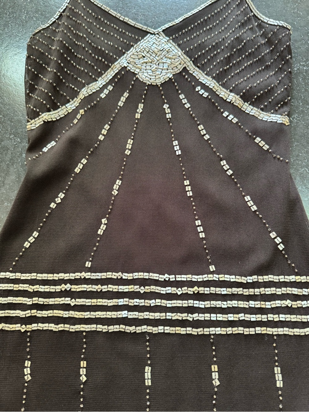 Vintage Arden B Dark Brown Beaded Camisole with Adjustable Straps - Picture 3 of 9